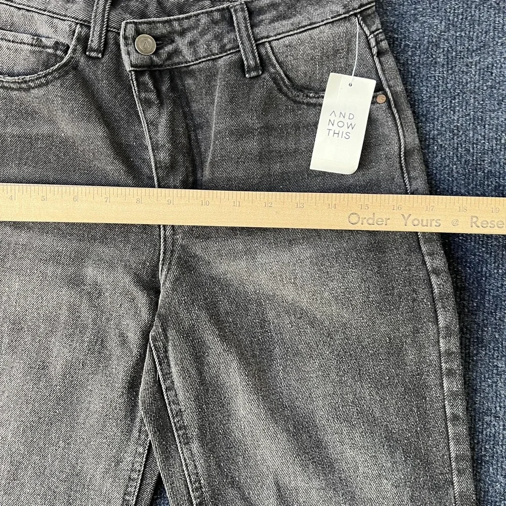 And Now This‎ Jeans Womens 25 Gray High Rise Straight Cropped Criss Cross Dumont
